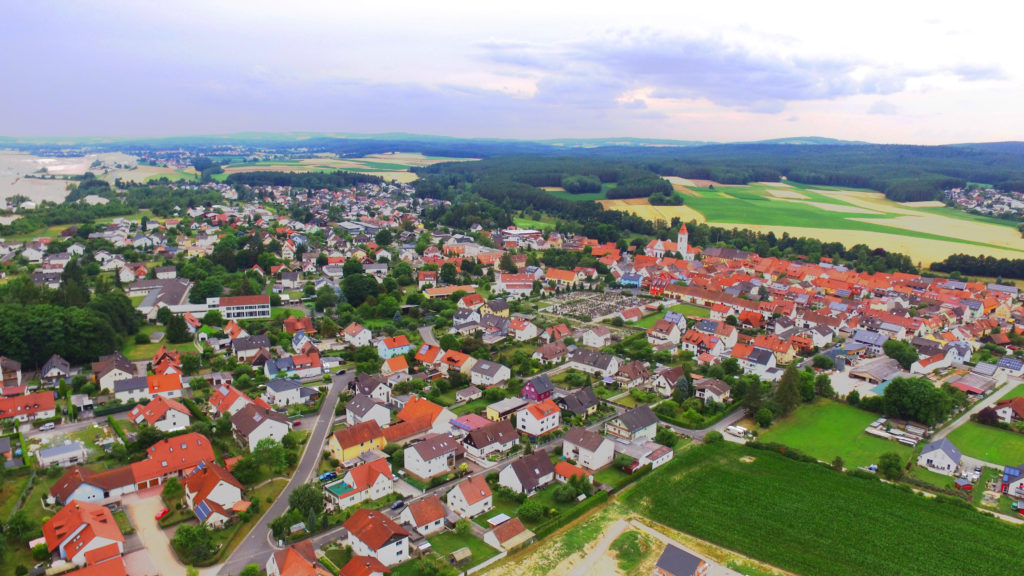 Foto aus der Luft von dem Glasfaserausbauort Schnaittenbach